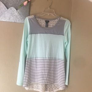 Cute Spring Mint and Lace Blouse